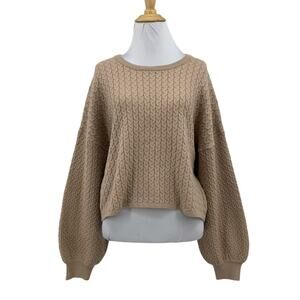 Truth By Republic Sweater Womens M Medium Latte Textured Crop Pullover Oversized